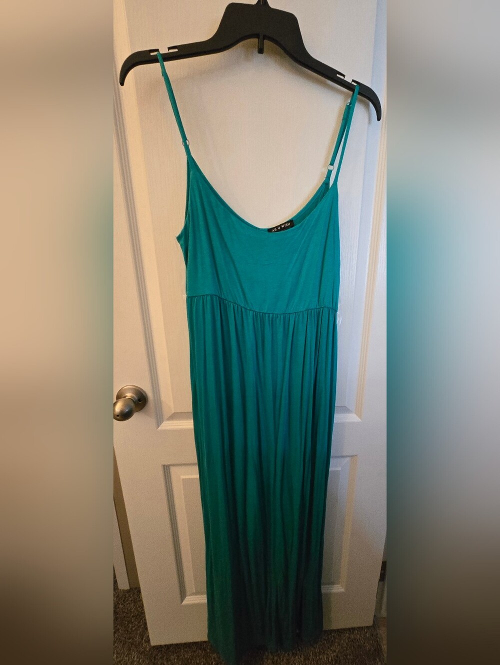 As U Wish Teal Maxi Dress with Adjustable Straps & Slits On Both Sides
